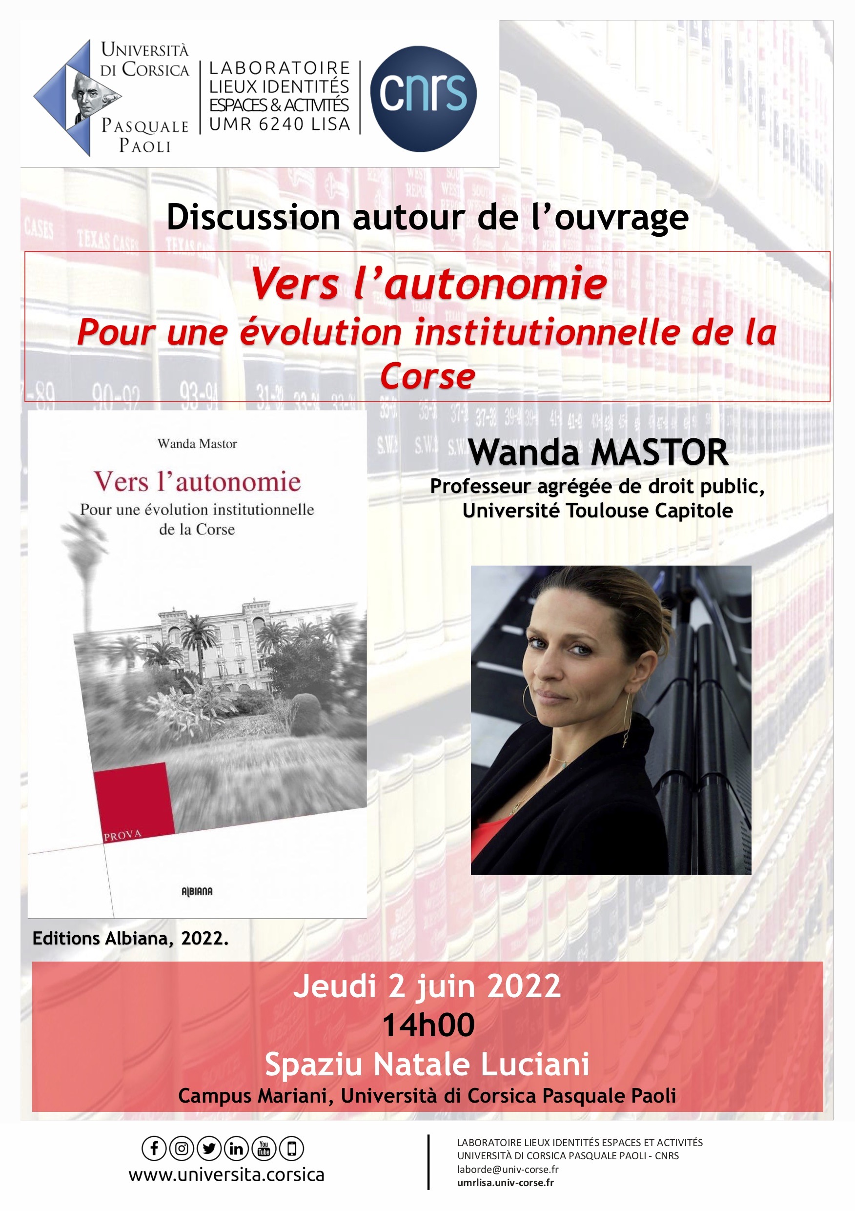Conférence & Signature de Wanda Mastor le jeudi 2 juin à Corte