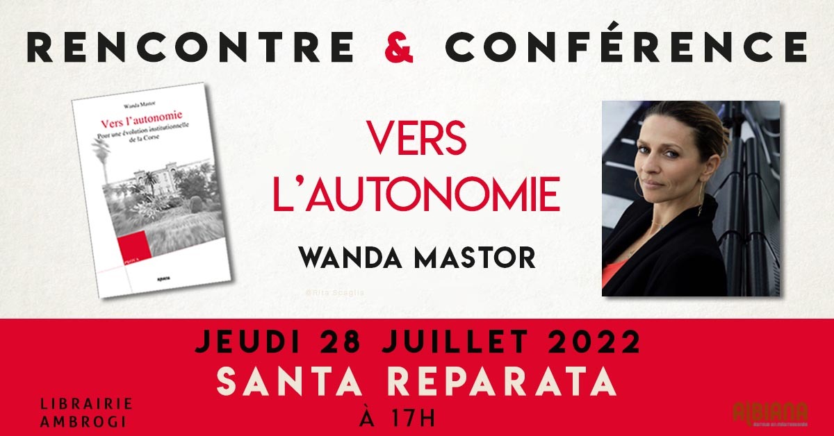 Rencontre avec Wanda Mastor à Santa Reparata di Balagna le jeudi 28 juillet