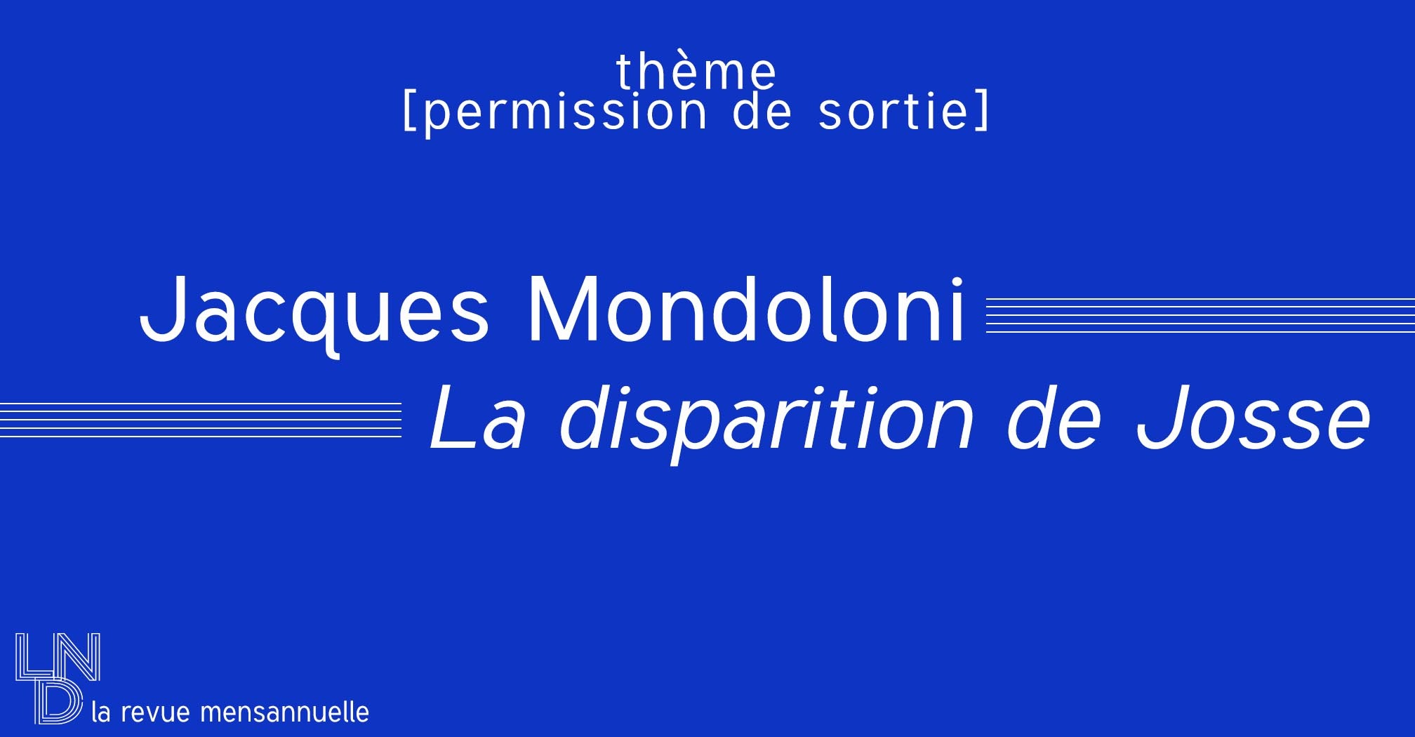 Jacques Mondoloni - La disparition de Josse