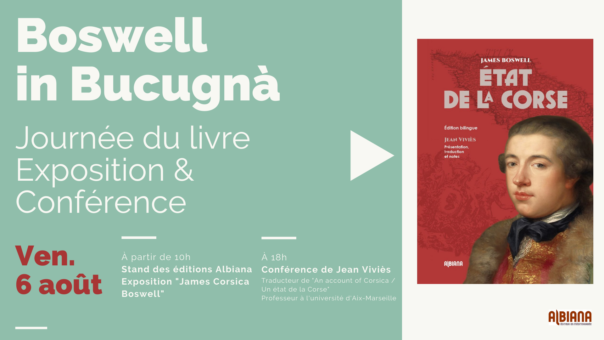 Journée du livre & Conférence - Boswell in Bucugnà - vendredi 6 août